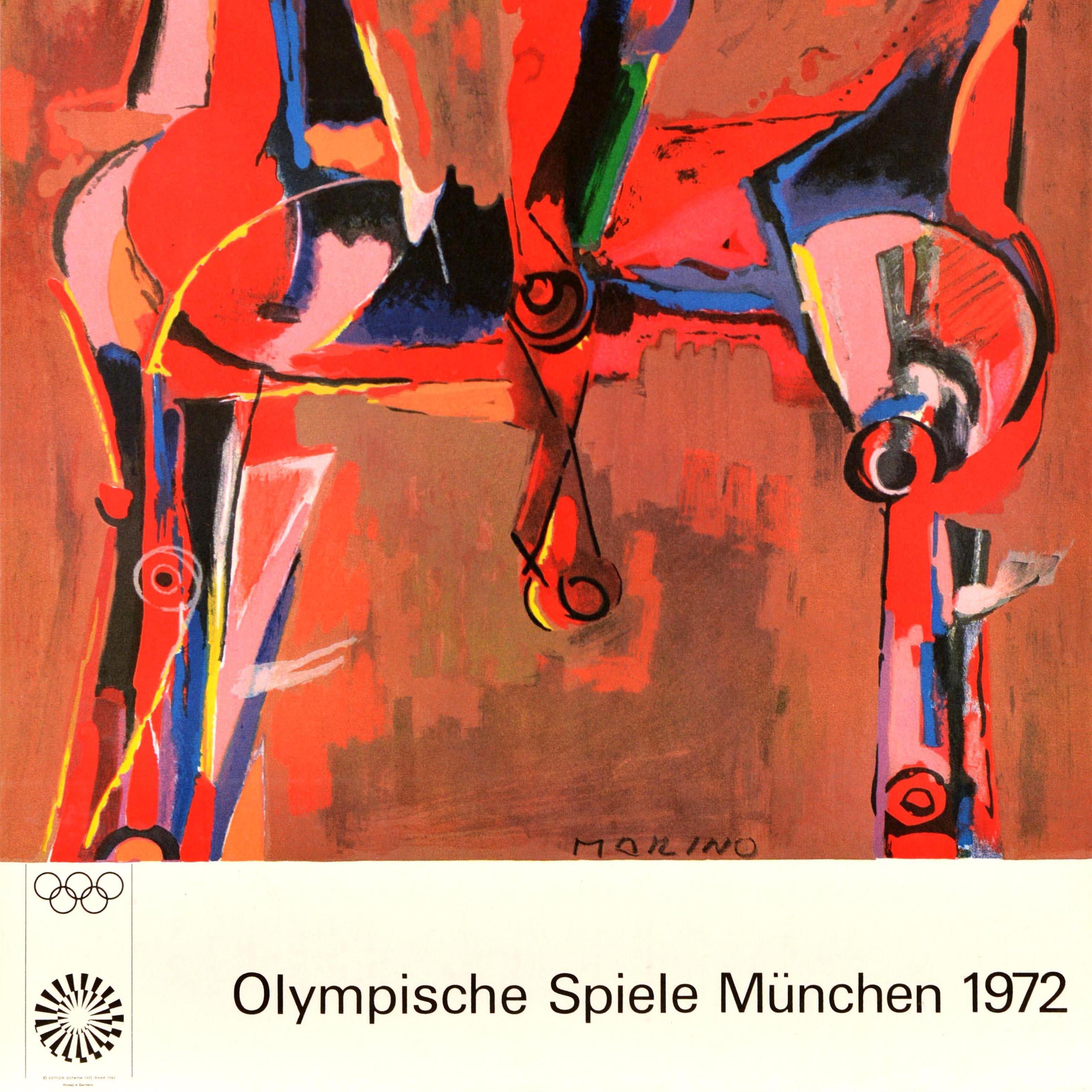 Póster deportivo original de época Olimpiadas de Múnich 1972 Marino Marini Diseño de caballos en Bueno estado para la venta en London, GB