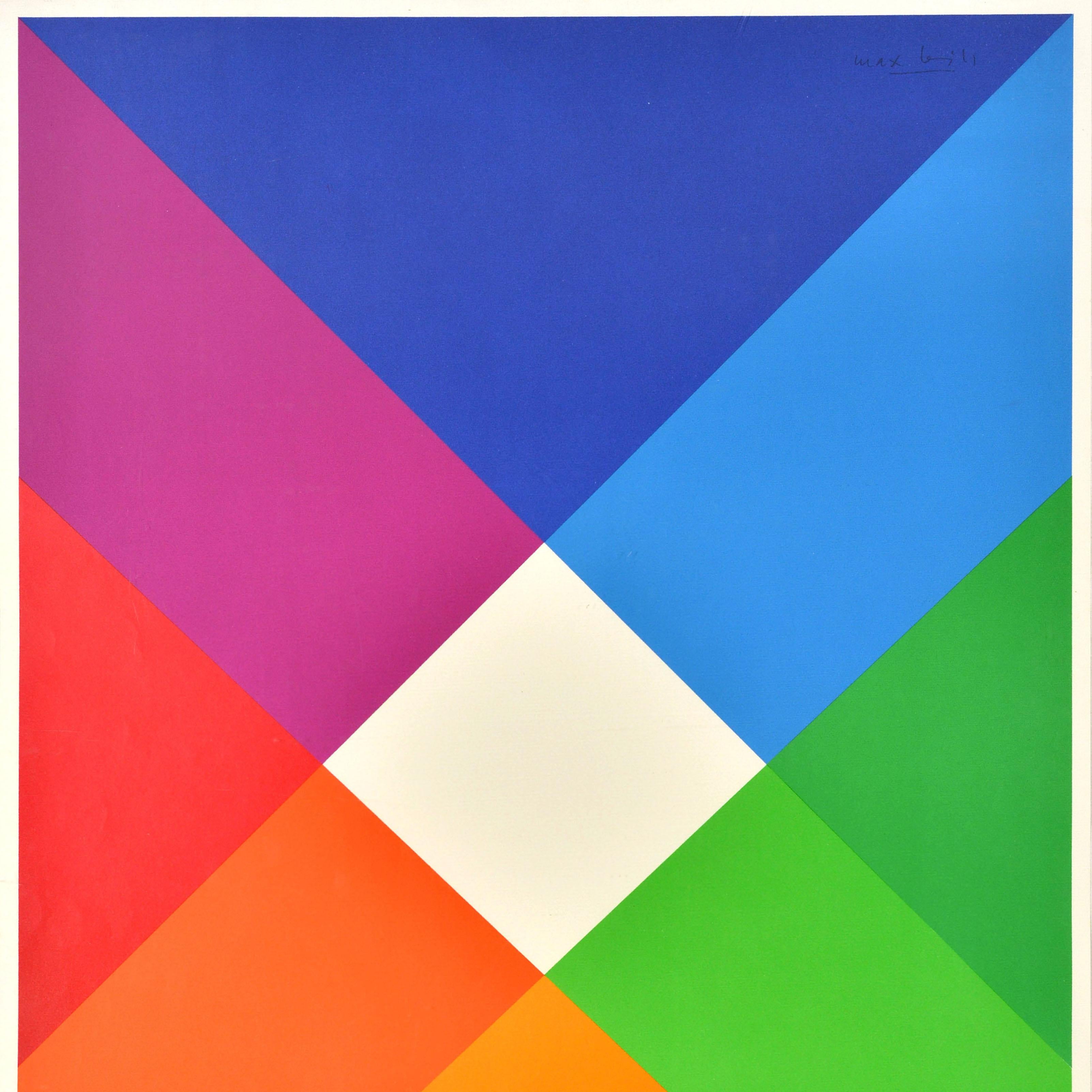 German Original Vintage Sport Poster Munich Olympics 1972 Max Bill Colour Shape Design