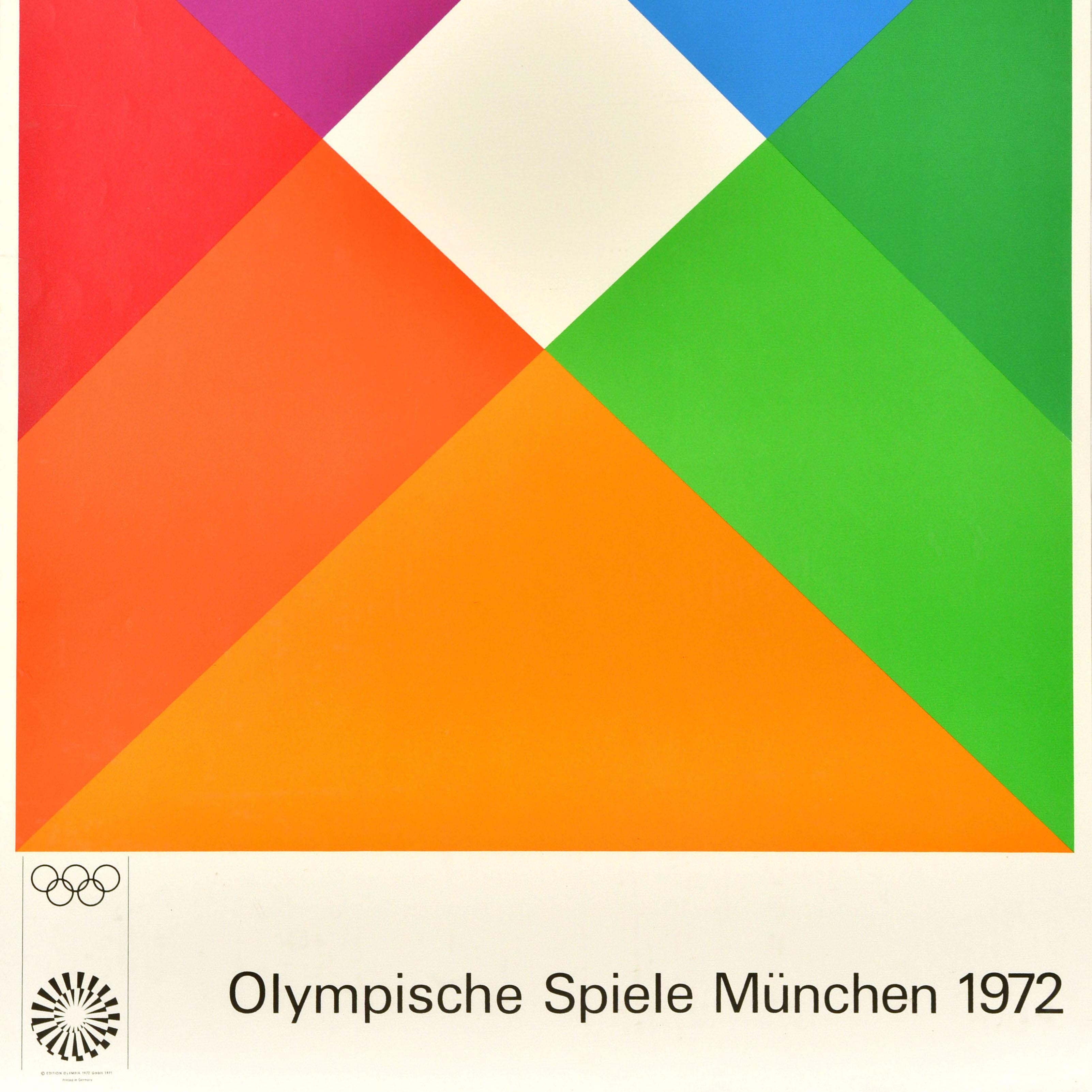 Original Vintage Sport Poster Munich Olympics 1972 Max Bill Colour Shape Design In Good Condition In London, GB