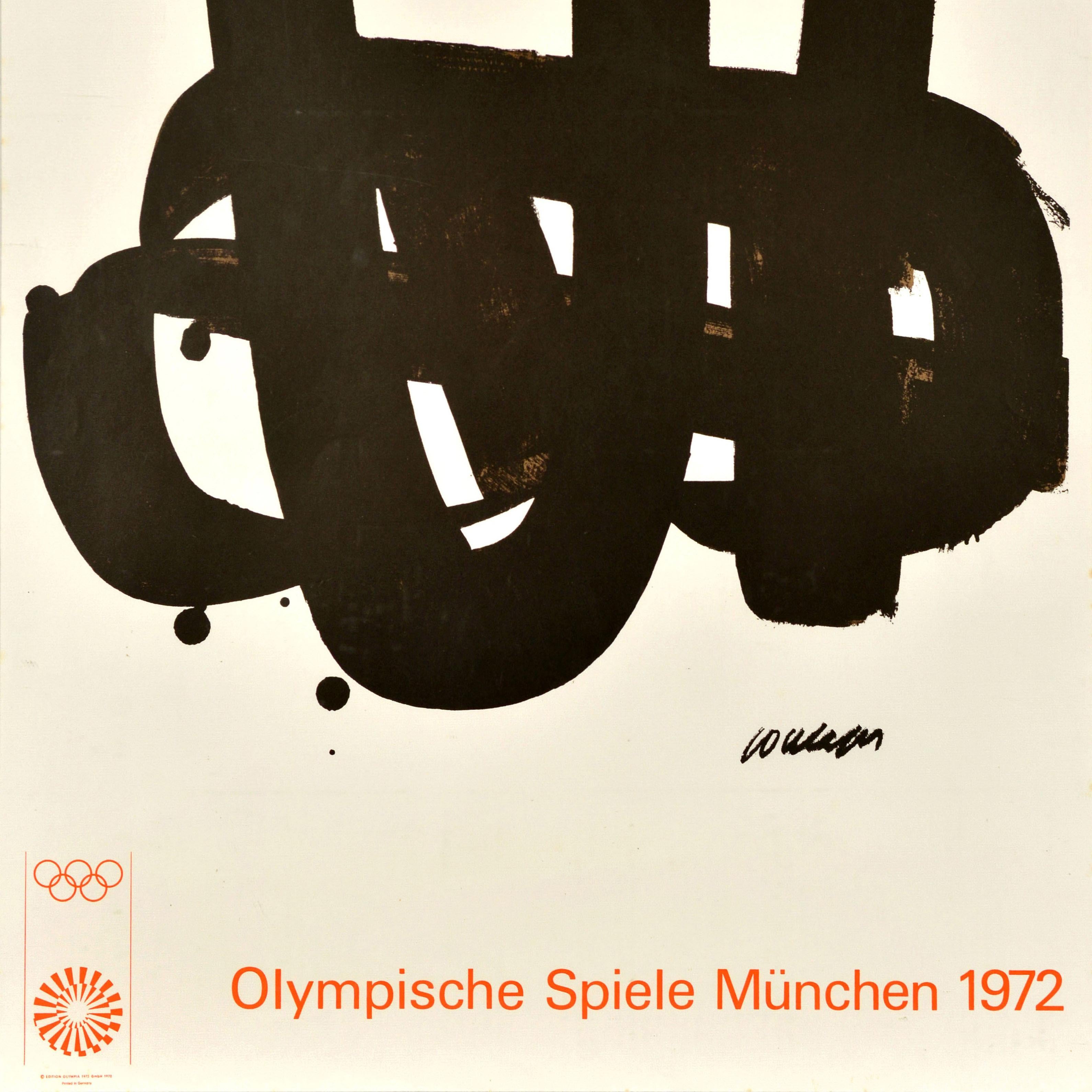 Affiche de sport originale des Jeux olympiques de Munich de 1972 Pierre Soulages abstrait Bon état - En vente à London, GB