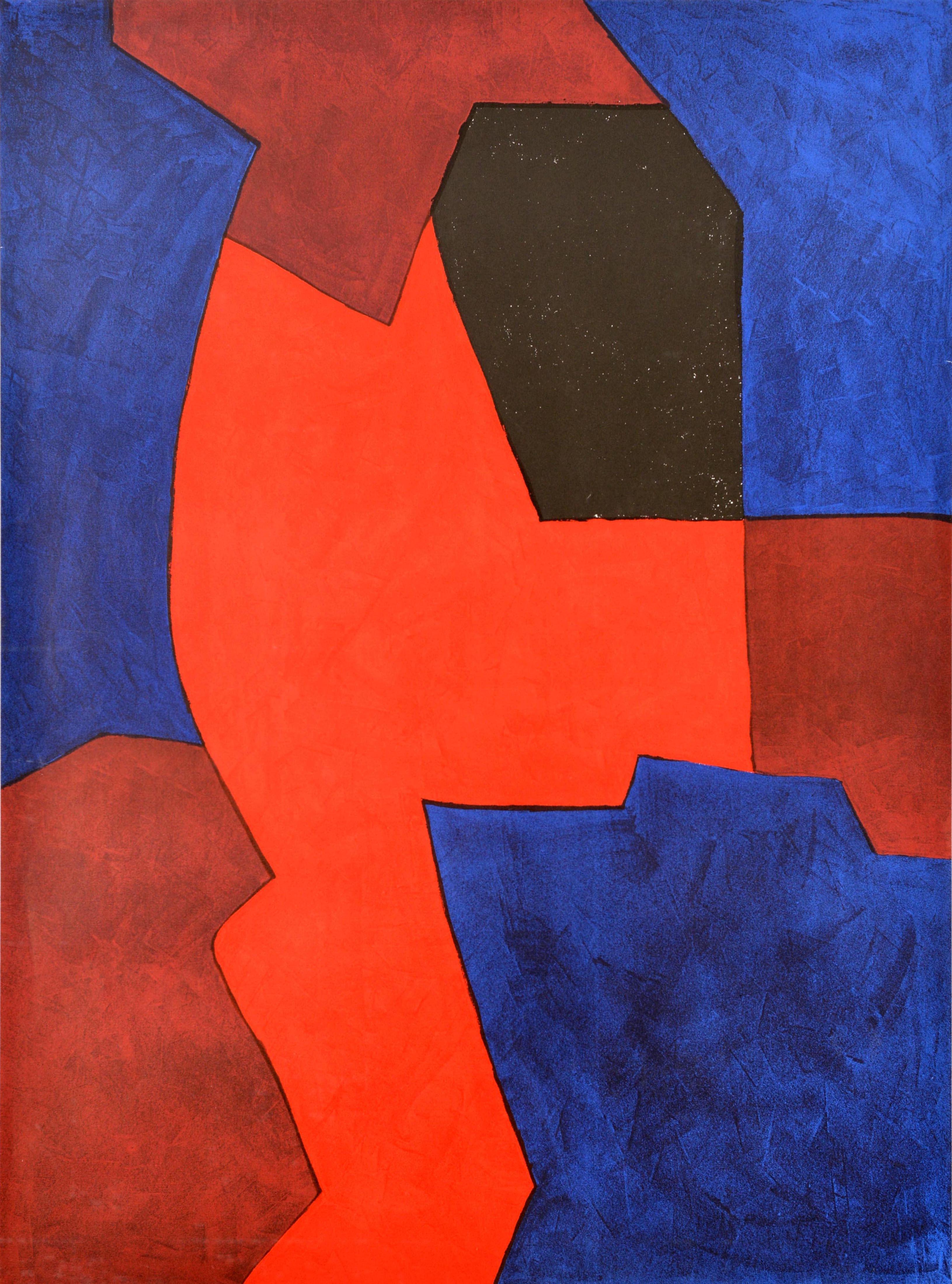 Original vintage sports poster advertising the 1972 Summer Olympics in Munich - Olympische Spiele Munchen - featuring an abstract design in red, blue and black by the modernist artist and painter Serge Poliakoff (1900-1969), the Olympic Rings and
