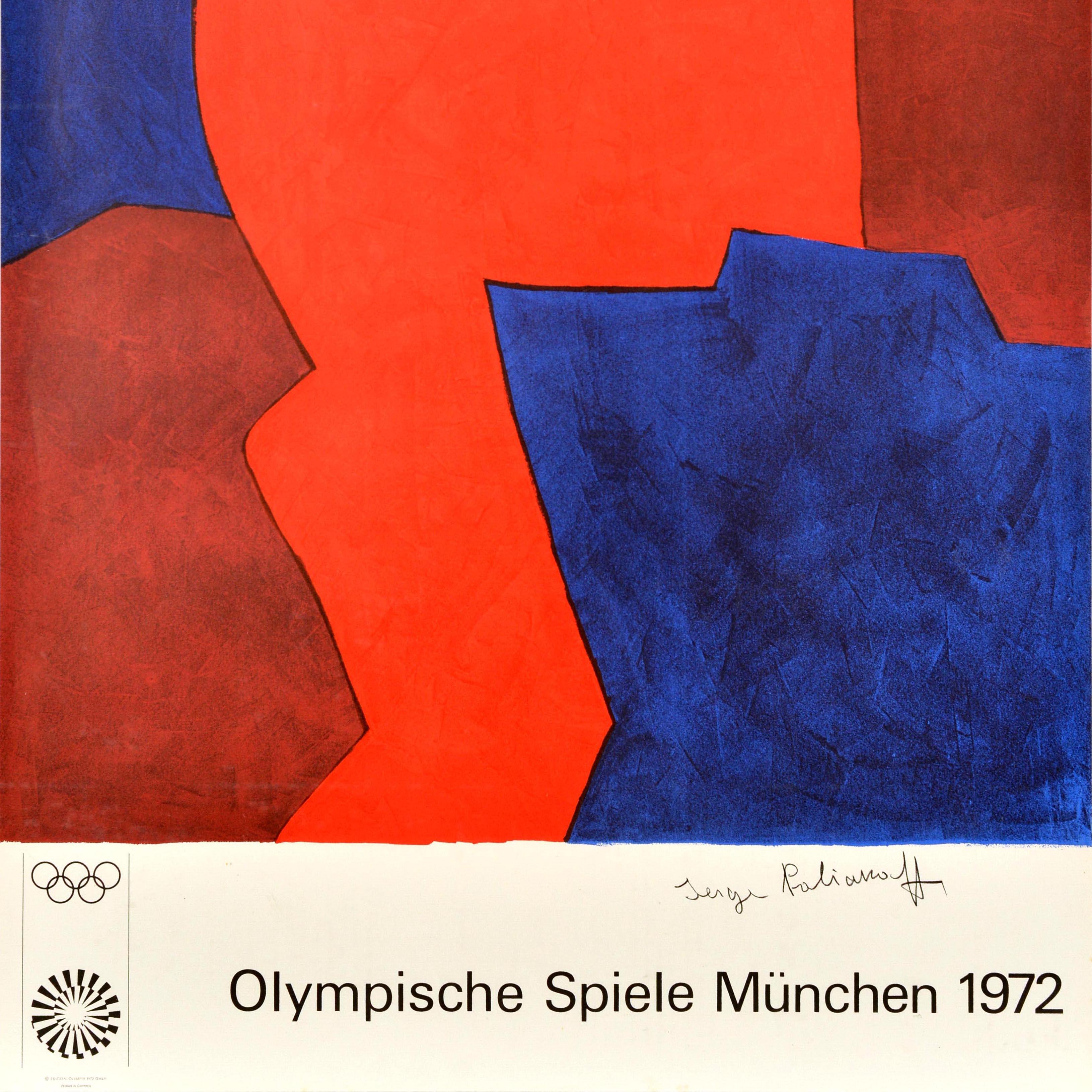 Original Vintage Sport Poster Munich Olympics 1972 Serge Poliakoff Abstract In Good Condition In London, GB