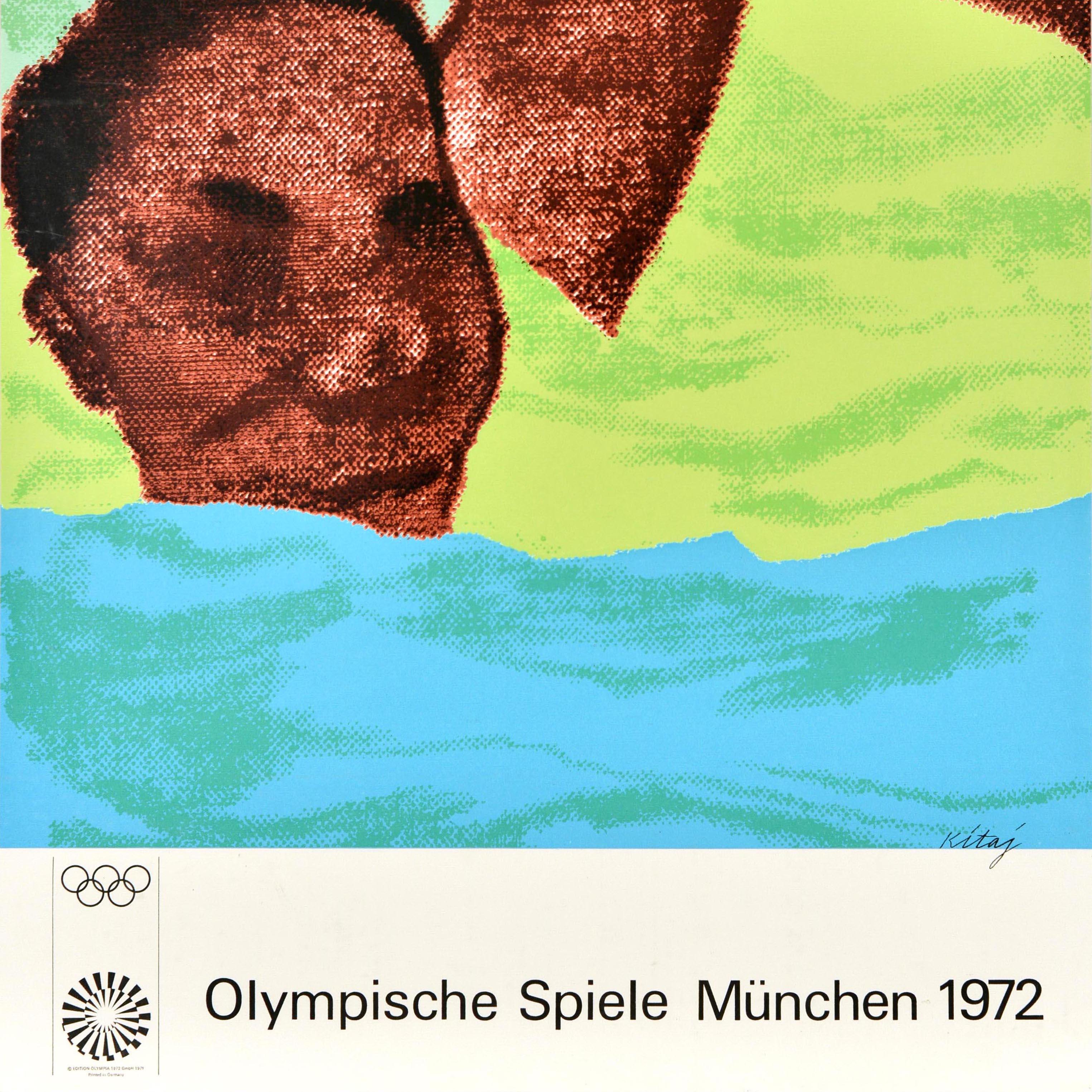 Poster sportivo originale d'epoca Olimpiadi di Monaco 1972 Nuoto RB Kitaj In condizioni buone in vendita a London, GB