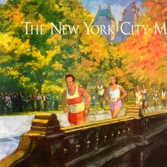 Original Vintage Sport Poster New York City Marathon 1990 Mercedes Running