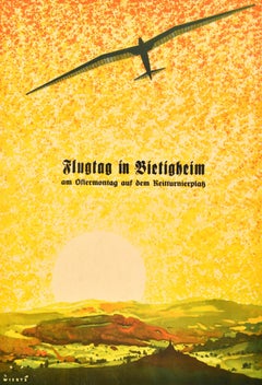 Original Vintage Sport Poster Segelflug Gliding German Aviation Jupp Wiertz