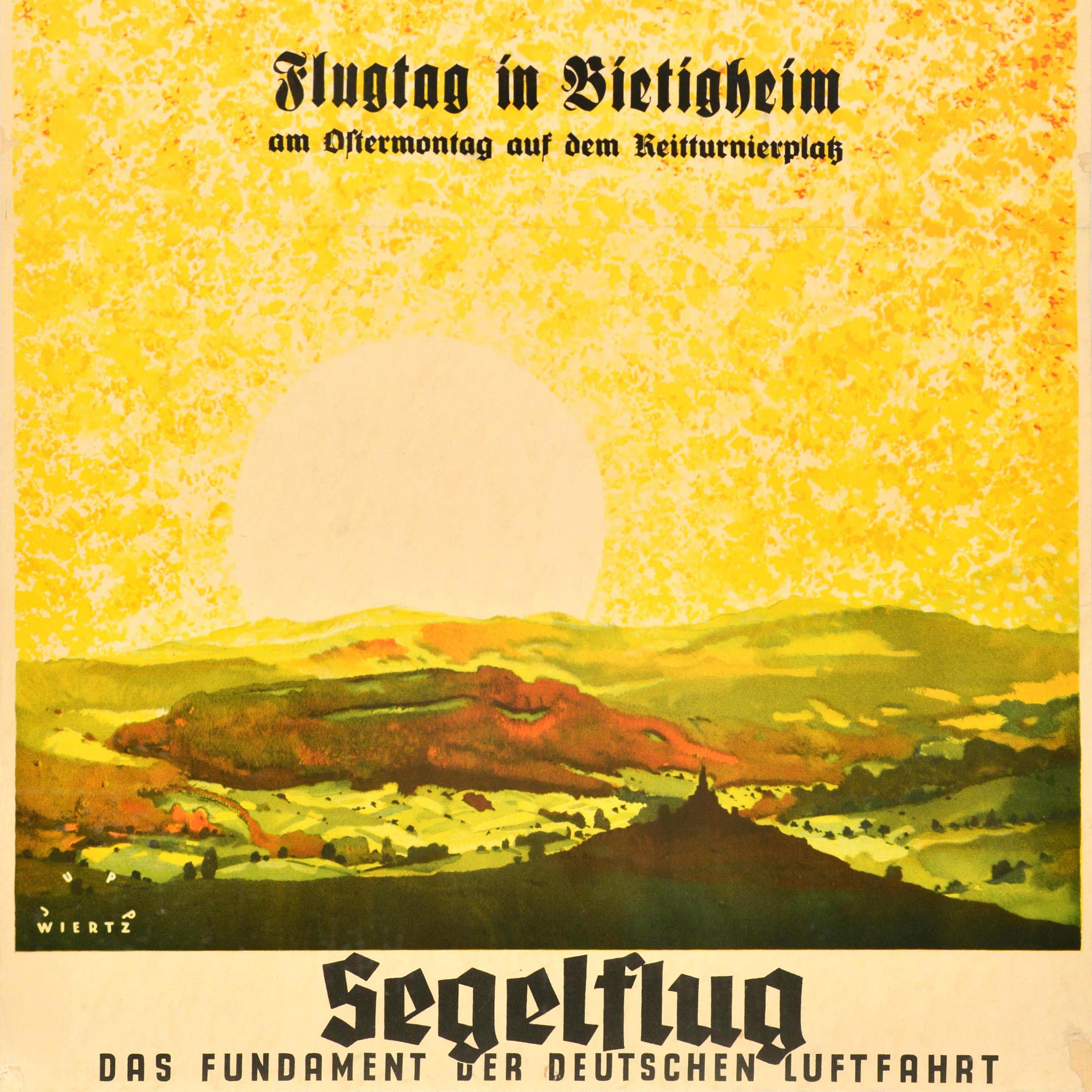 Affiche sportive originale Segelflug Gliding German Aviation Jupp Wiertz Bon état - En vente à London, GB