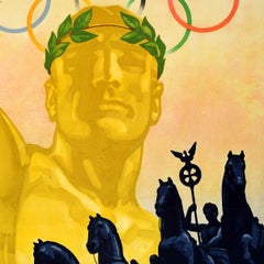 Affiche sportive originale des Jeux olympiques d'été de Berlin 1936 Franz Wurbel