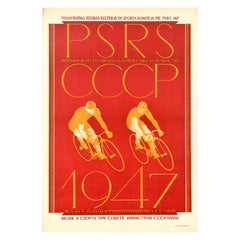 Poster sportivo originale d'epoca USSR Cycling Championship Race Riga Soviet Latvia
