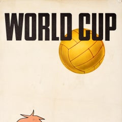 Original Vintage Sport Poster World Cup Willie 1966 Football FIFA UK Reg Hoye