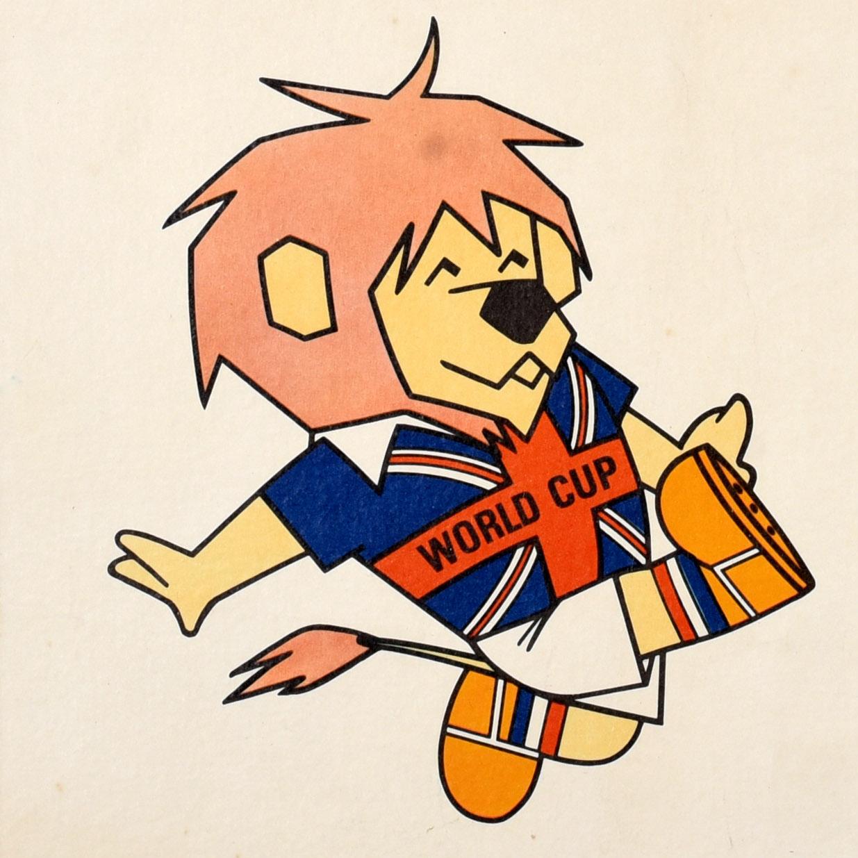 Poster sportivo originale della Coppa del Mondo Willie 1966 Calcio FIFA UK Reg Hoye In condizioni buone in vendita a London, GB