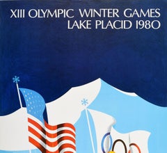 Original Vintage Sport Poster XIII Olympic Winter Games Lake Placid 1980 America