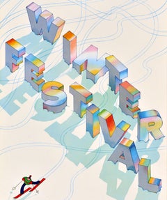 Poster originale d'epoca per lo sport, lo sci e il turismo I Love NY New York Winter Festival