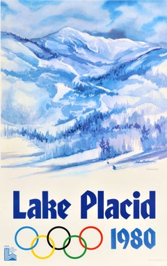 Original Vintage Sports Advertising Poster Lake Placid Winter Olympic Games 1978