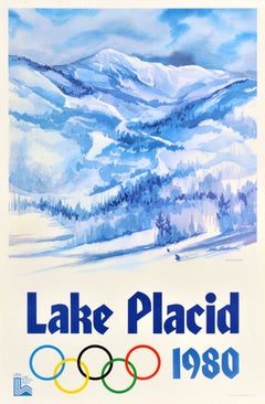 Original Vintage Sports Advertising Poster Lake Placid Winter Olympic Games 1978