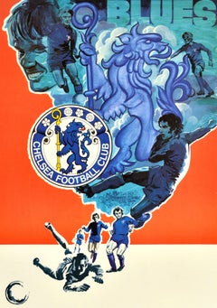 Original Vintage Sports Poster Chelsea Football Club Blues Soccer