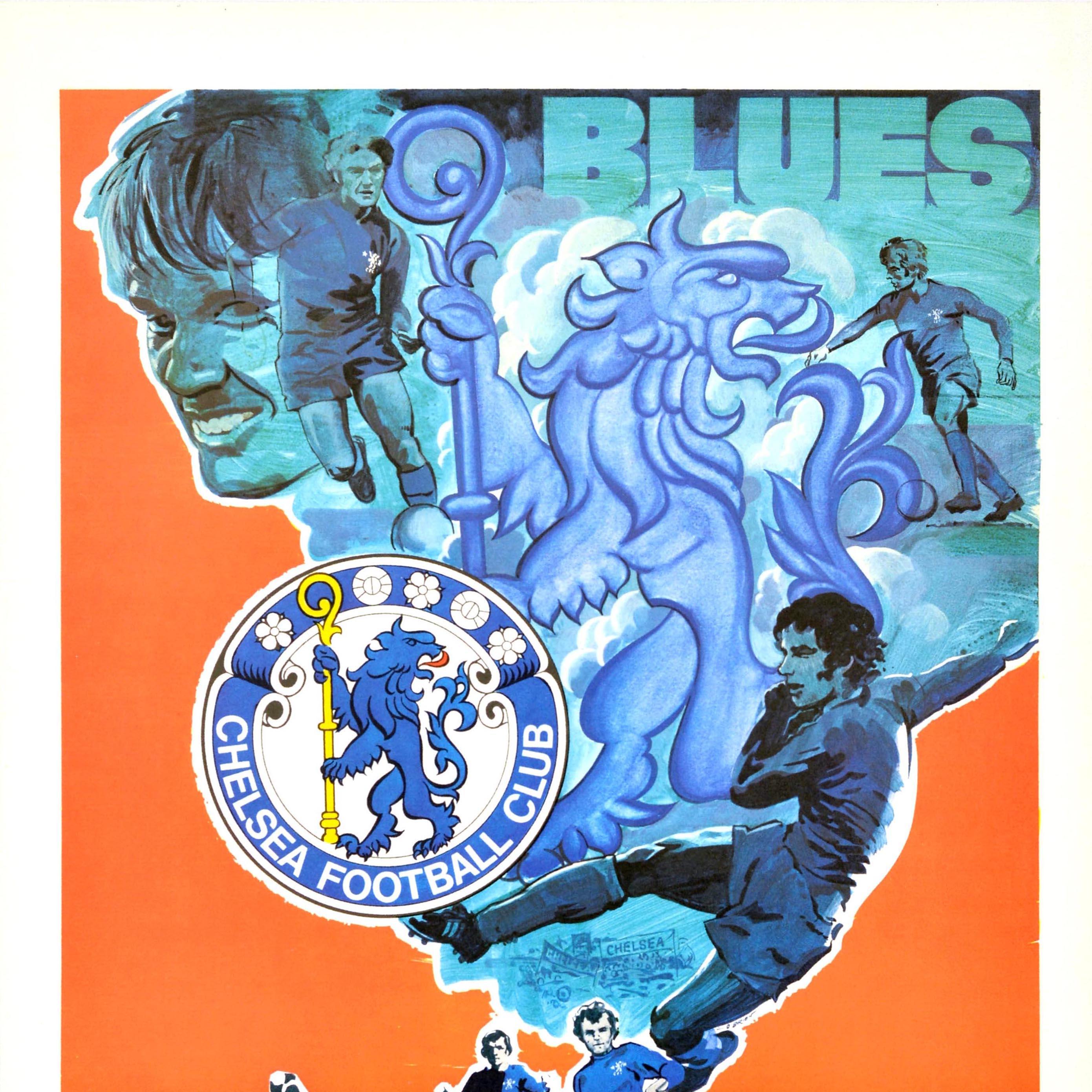 Britannico Poster sportivo originale d'epoca Chelsea Football Club Blues Soccer in vendita