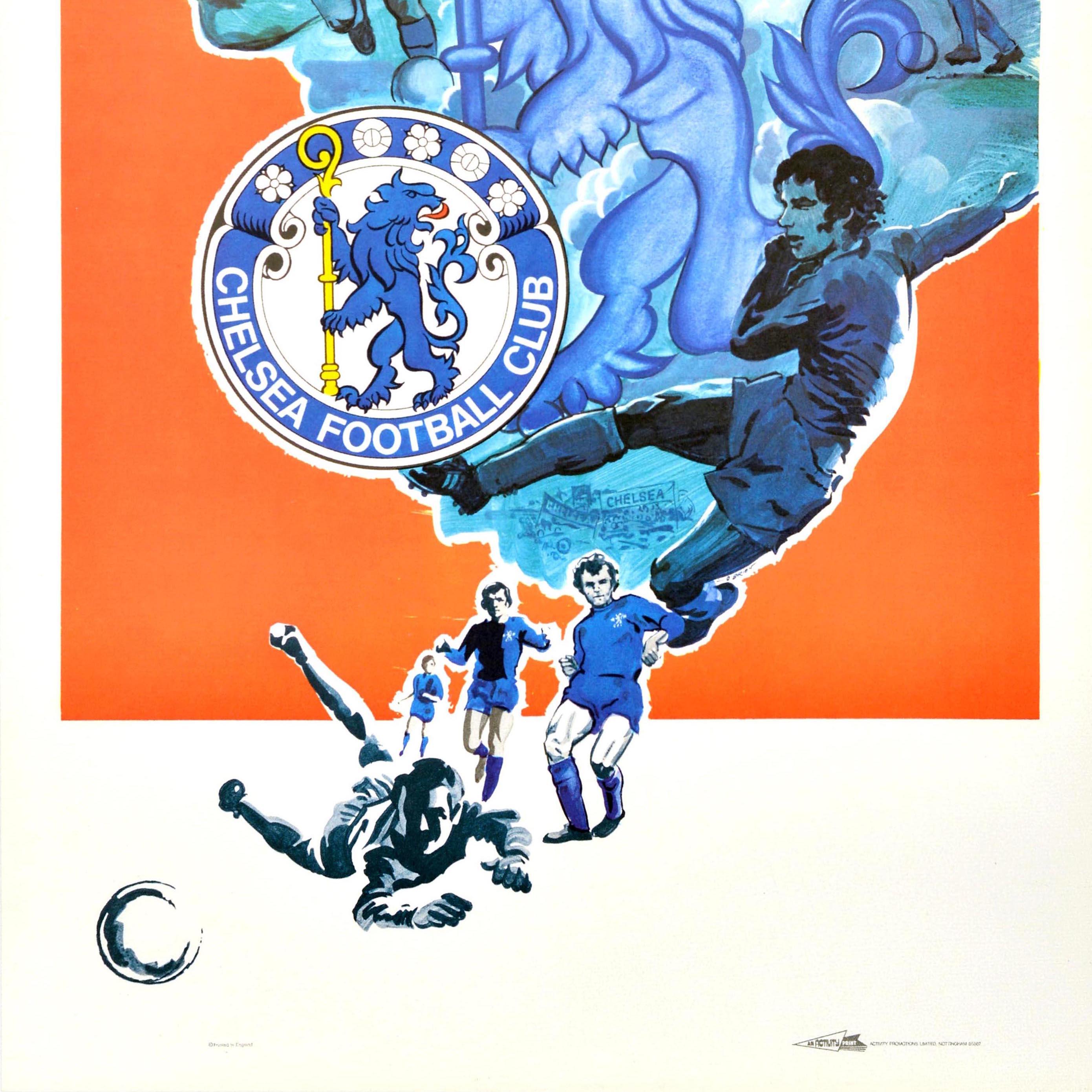Poster sportivo originale d'epoca Chelsea Football Club Blues Soccer In condizioni ottime in vendita a London, GB