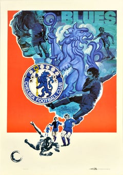 Original Vintage Sports Poster Chelsea Football Club Blues Soccer