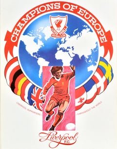 Original Vintage Sports Poster Liverpool Football Club Champions Europe