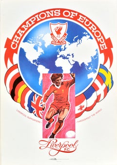 Original Vintage Sports Poster Liverpool Football Club Champions Europe