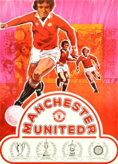 Original Vintage Sports Poster Manchester United Football Man U Red Devils
