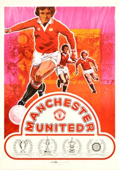 Original Vintage Sports Poster Manchester United Football Man U Red Devils