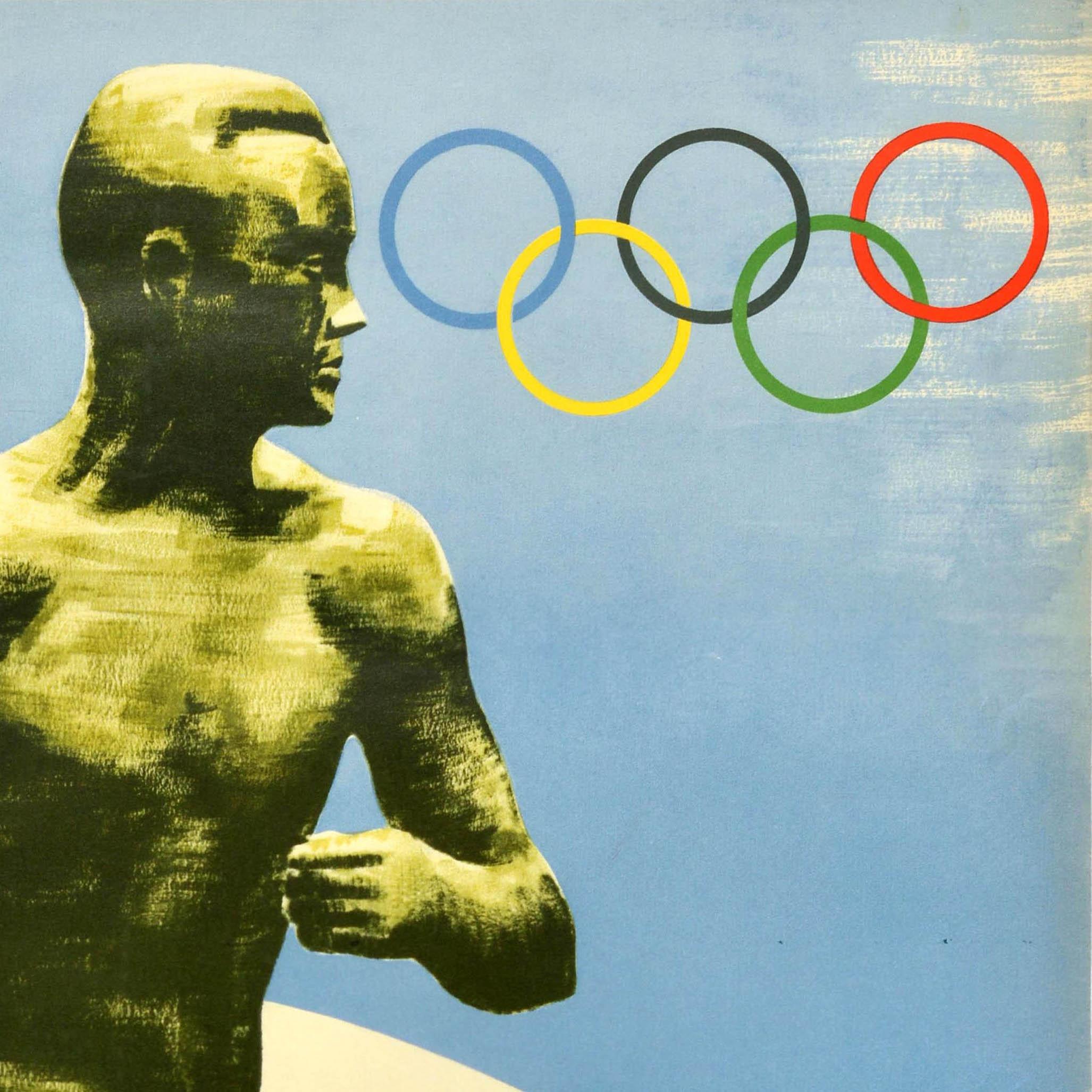 Original Vintage Sports Poster Olympic Games Helsinki 1940 Finland Athlete In Good Condition For Sale In London, GB