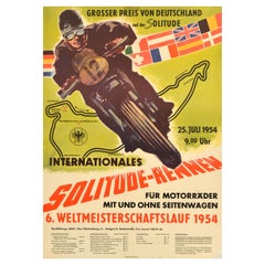 Original-Vintage-Sportplakat „Solitude“, Motorradrennen, Weltmeisterschaft 1954