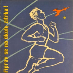 Original Vintage Sports Propaganda Poster PPOV Badge Prepare For Tomorrows Tasks