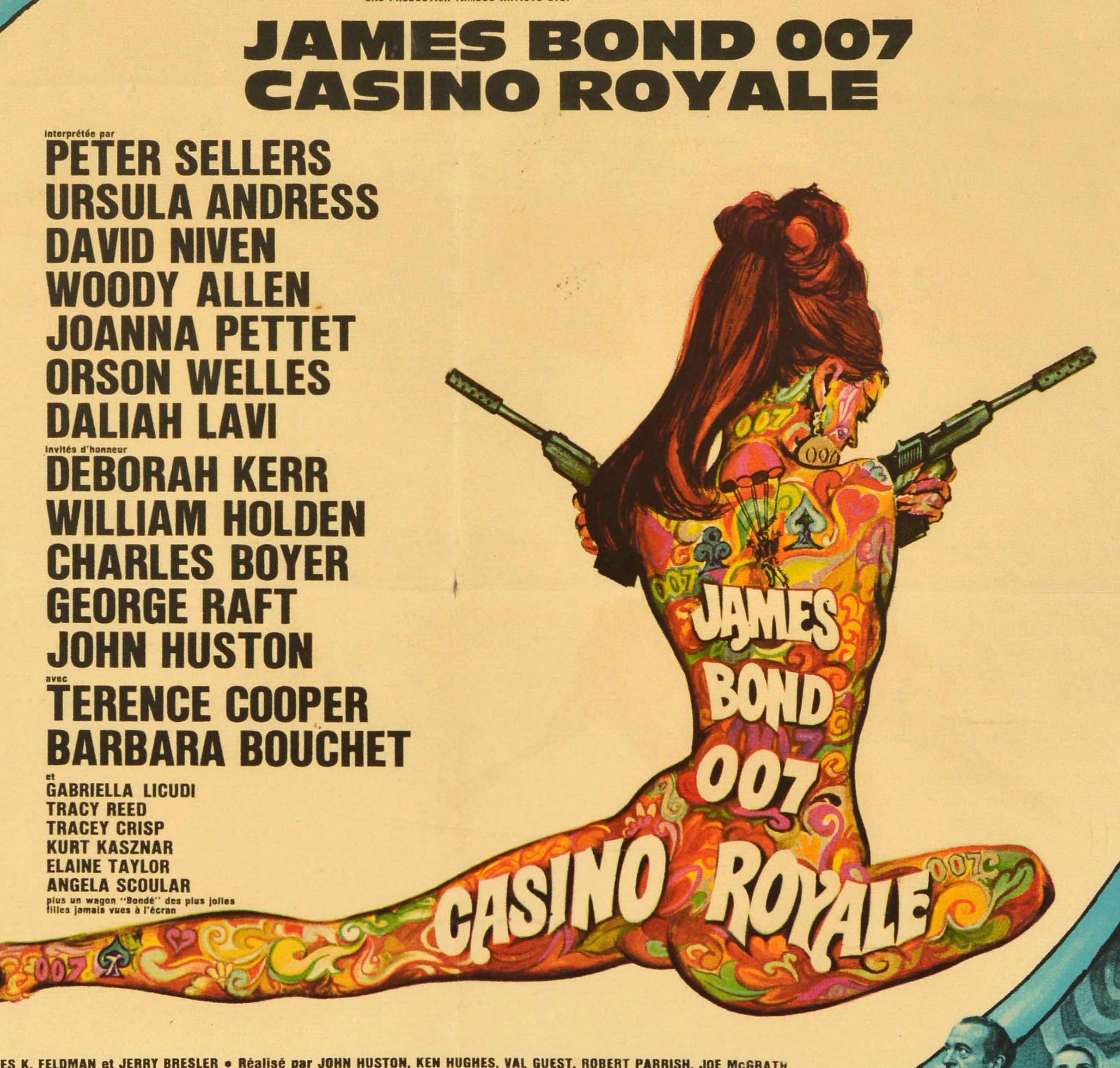 Cartel original de época de la película de comedia y parodia de espionaje Casino Royale, dirigida por Charles K. Feldman, basada libremente en la novela de Ian Fleming (1953) y protagonizada por David Niven en el papel del espía británico, Peter