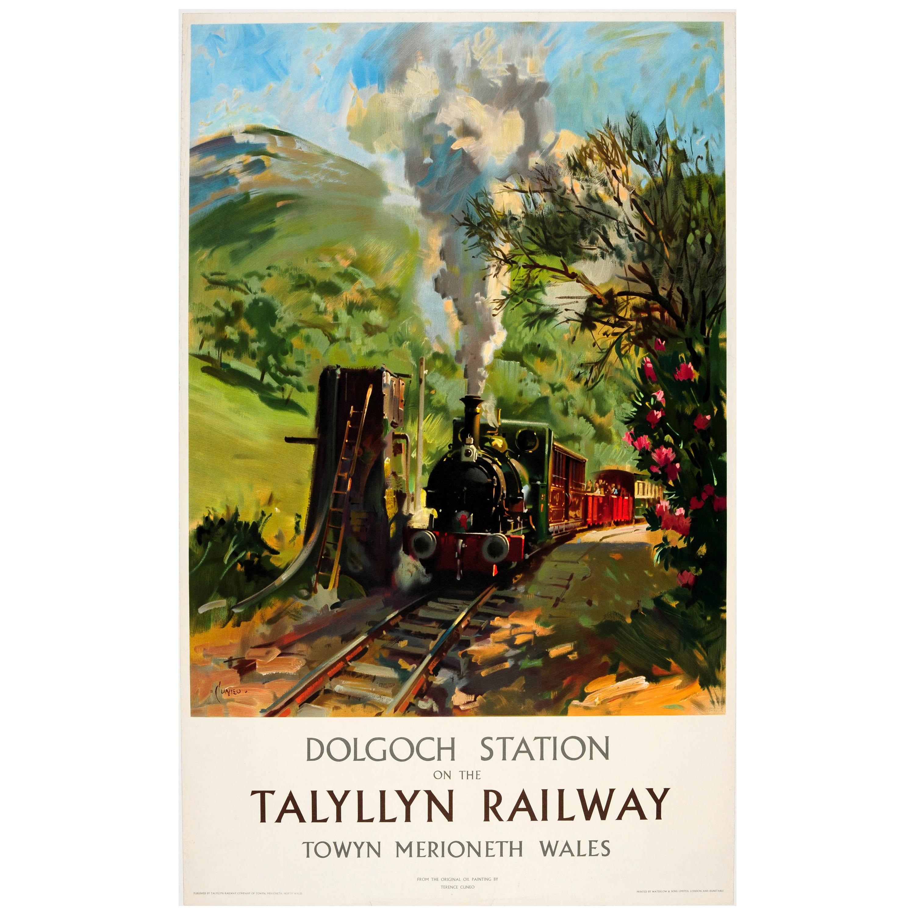 Original Vintage Steam Train Poster Dolgoch Station on the Talylln Railway Wales
