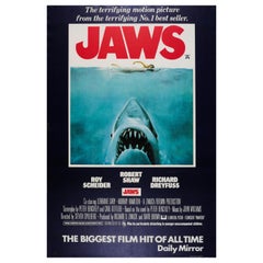 Original Vintage Steven Spielberg Movie Poster Jaws Iconic Design Shark Swimmer