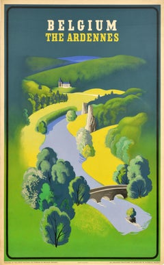 Original Vintage Summer Travel Poster Belgium The Ardennes Midcentury Modern