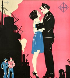 Poster cinematografico svedese originale d'epoca Docks Of Hamburg Hamnens Lockfagel