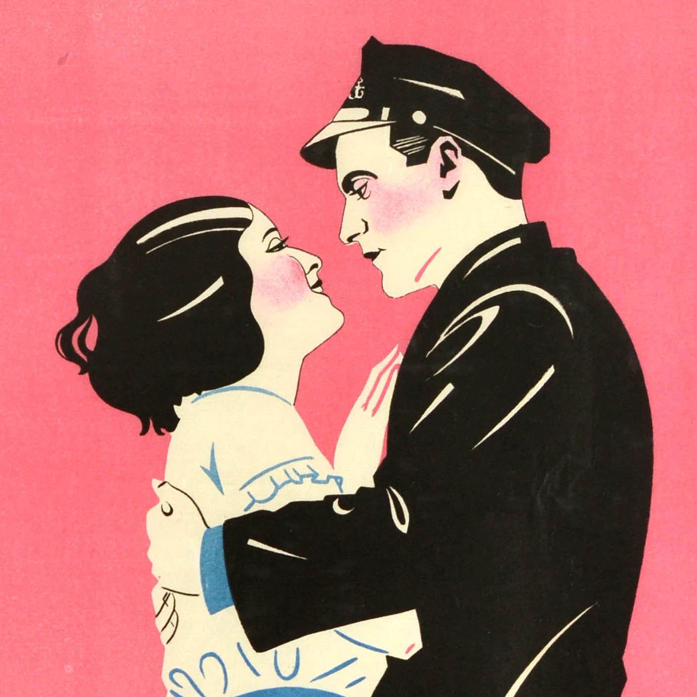 Cartel de cine sueco original de época Muelles de Hamburgo Hamnens Lockfagel principios del siglo XX en venta