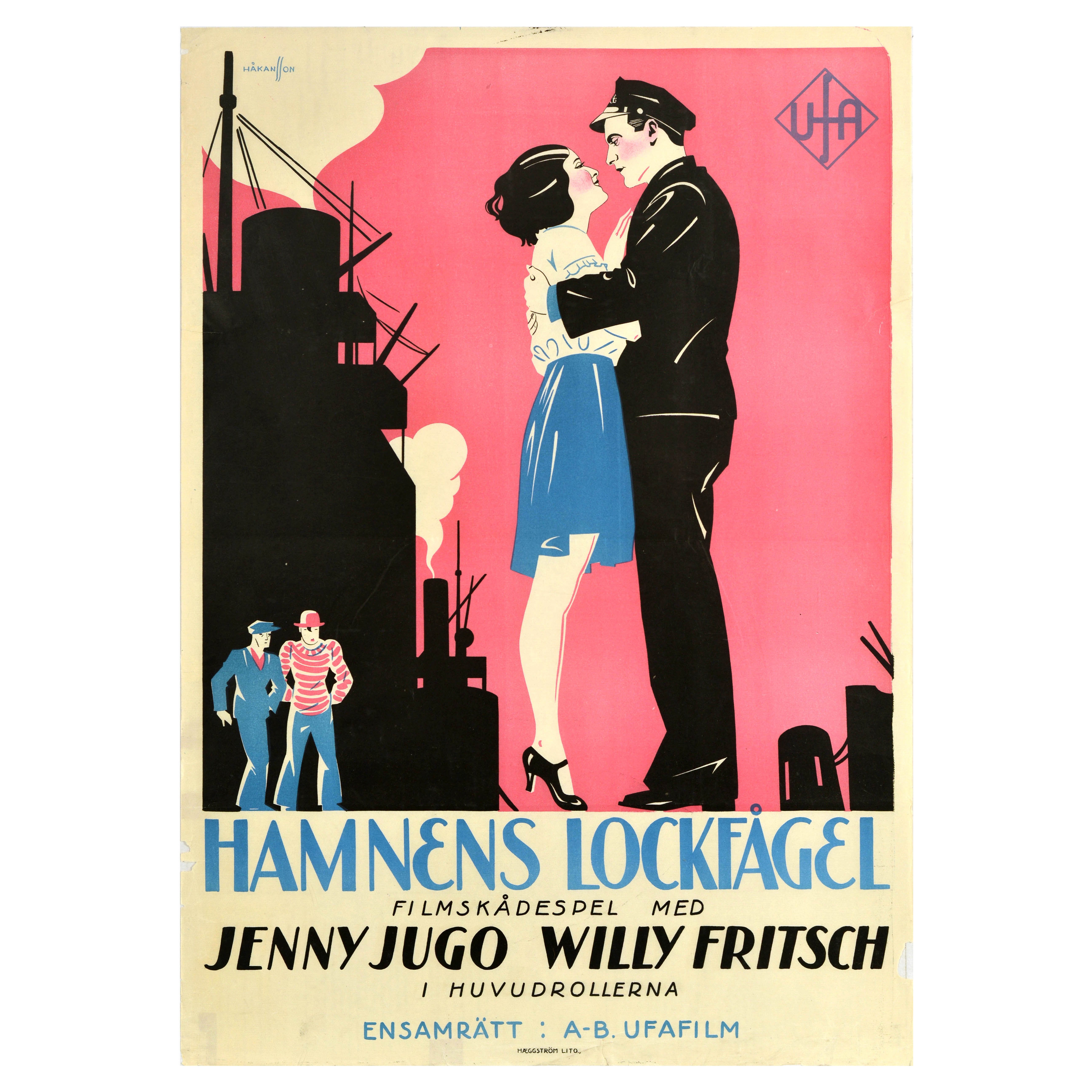 Original Vintage Swedish Movie Poster Docks Of Hamburg Hamnens Lockfagel