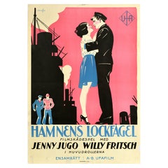 Original Vintage Swedish Movie Poster Docks Of Hamburg Hamnens Lockfagel