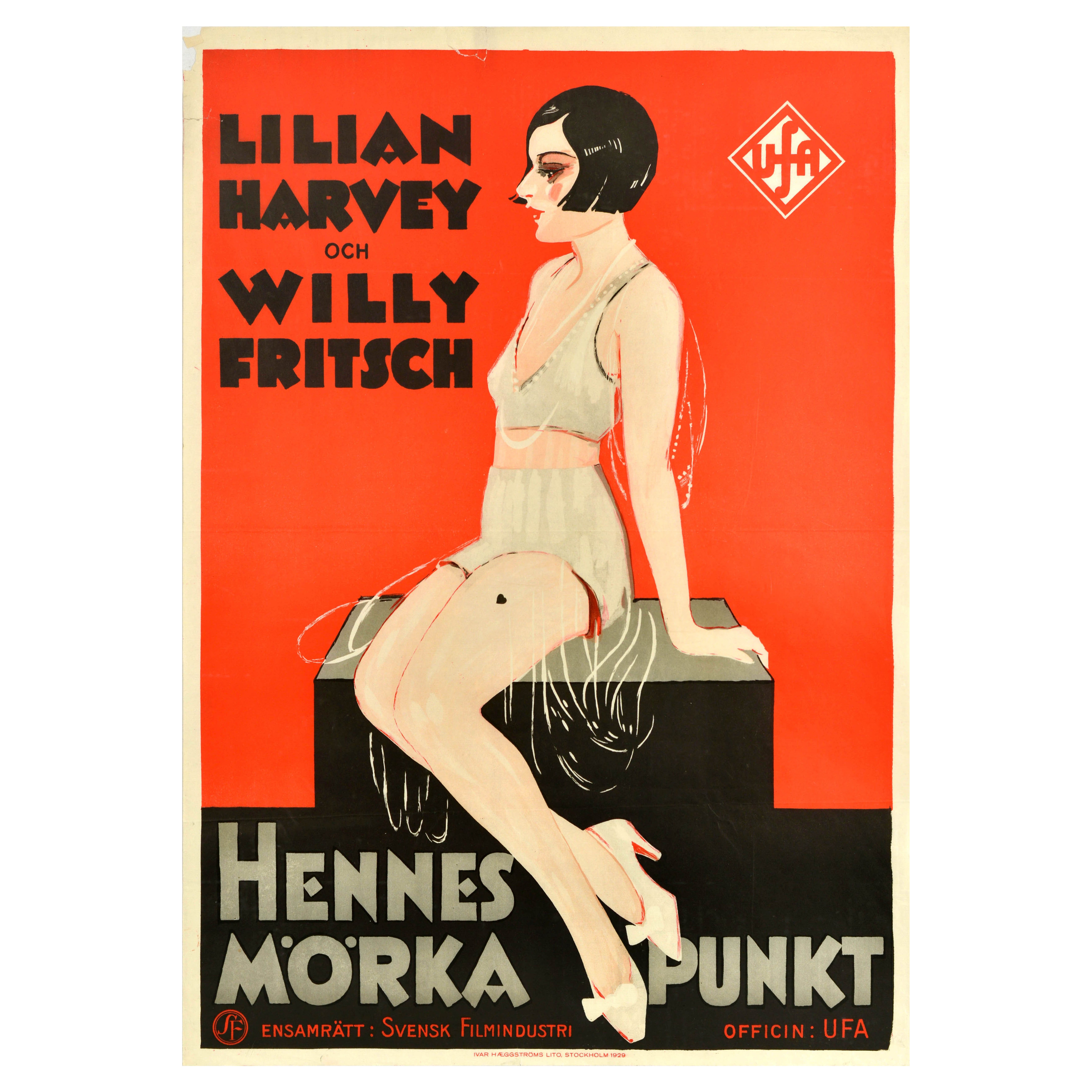 Original Vintage Swedish Movie Poster Her Dark Secret Hennes Morka Punkt