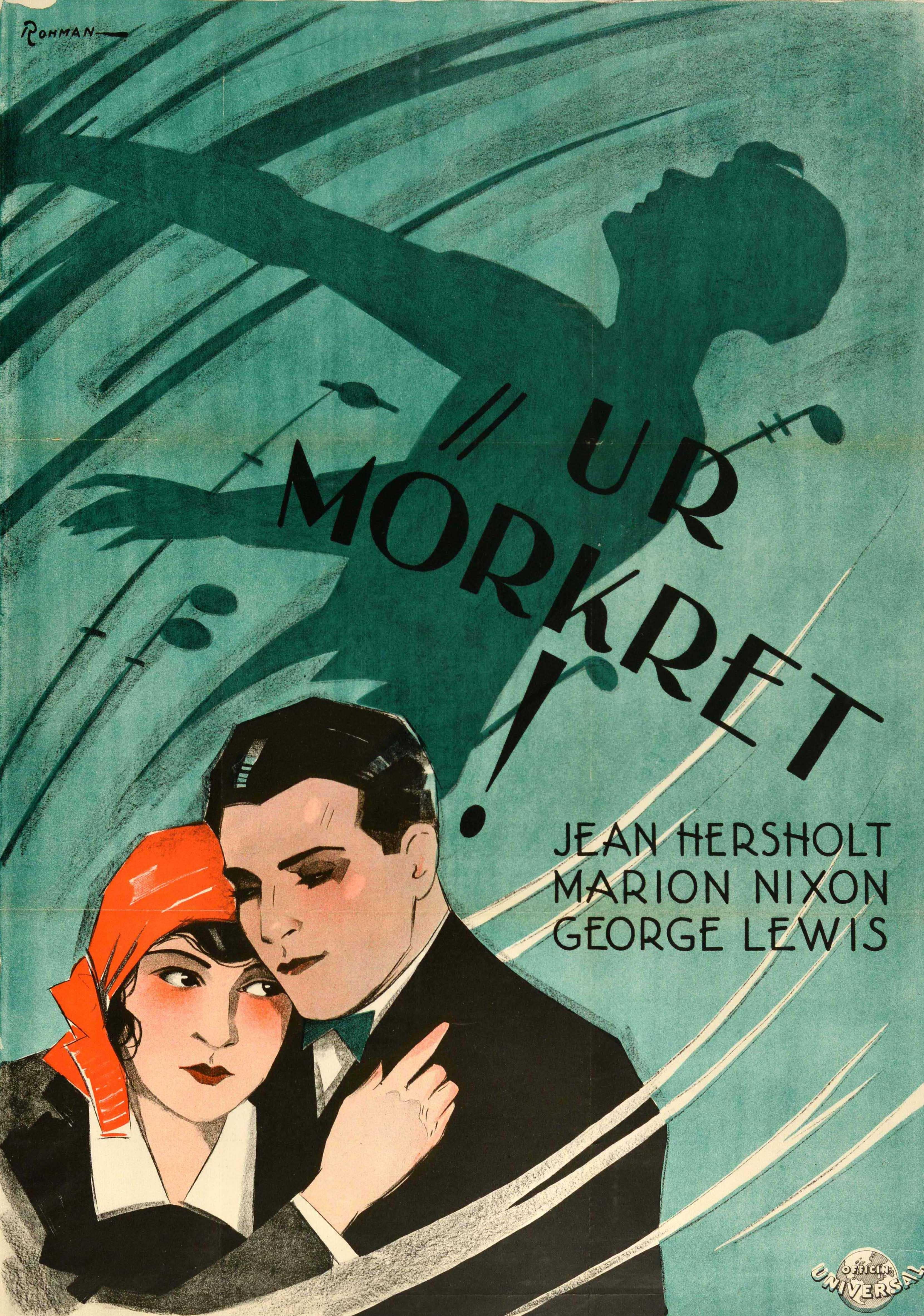 Poster cinematografico originale d'epoca in Svezia per il film muto drammatico Jazz Mad / Ur Morkret / From the Darkness diretto da Frederick Harmon Weight e interpretato da Jean Hersholt nel ruolo di Franz Hausmann, Marion Nixon nel ruolo di Elsa