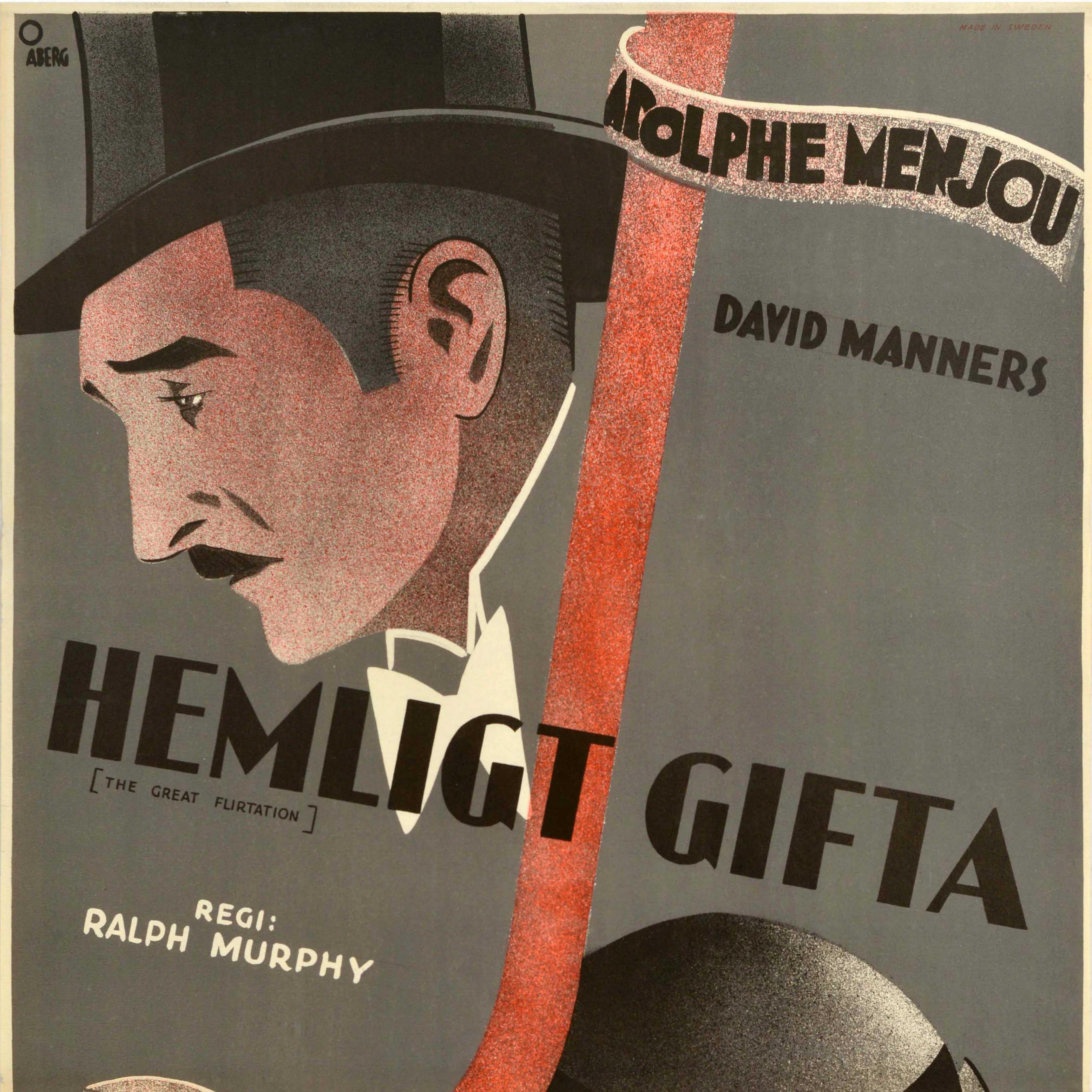 Original Vintage Cartel de cine sueco El gran flirteo Hemlight Gifta Sueco en venta