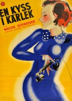 Original Vintage Swedish Movie Poster Wrong Number Miss En Kyss I Karlek