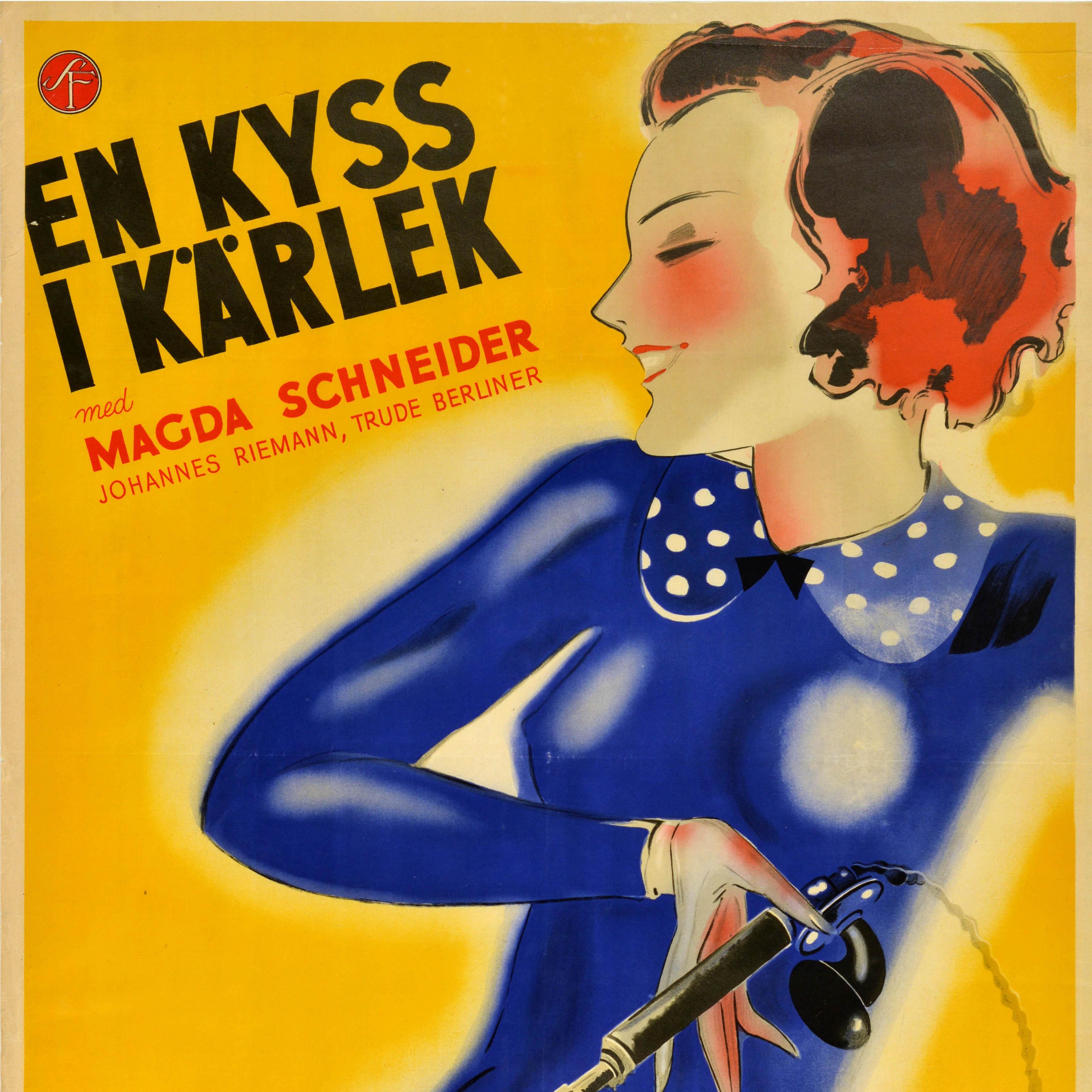 Original Vintage By Schwedisches Filmplakat Falsche Nummer Miss En Kyss I Karlek im Zustand „Gut“ im Angebot in London, GB