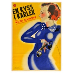 Original Vintage Swedish Movie Poster Wrong Number Miss En Kyss I Karlek
