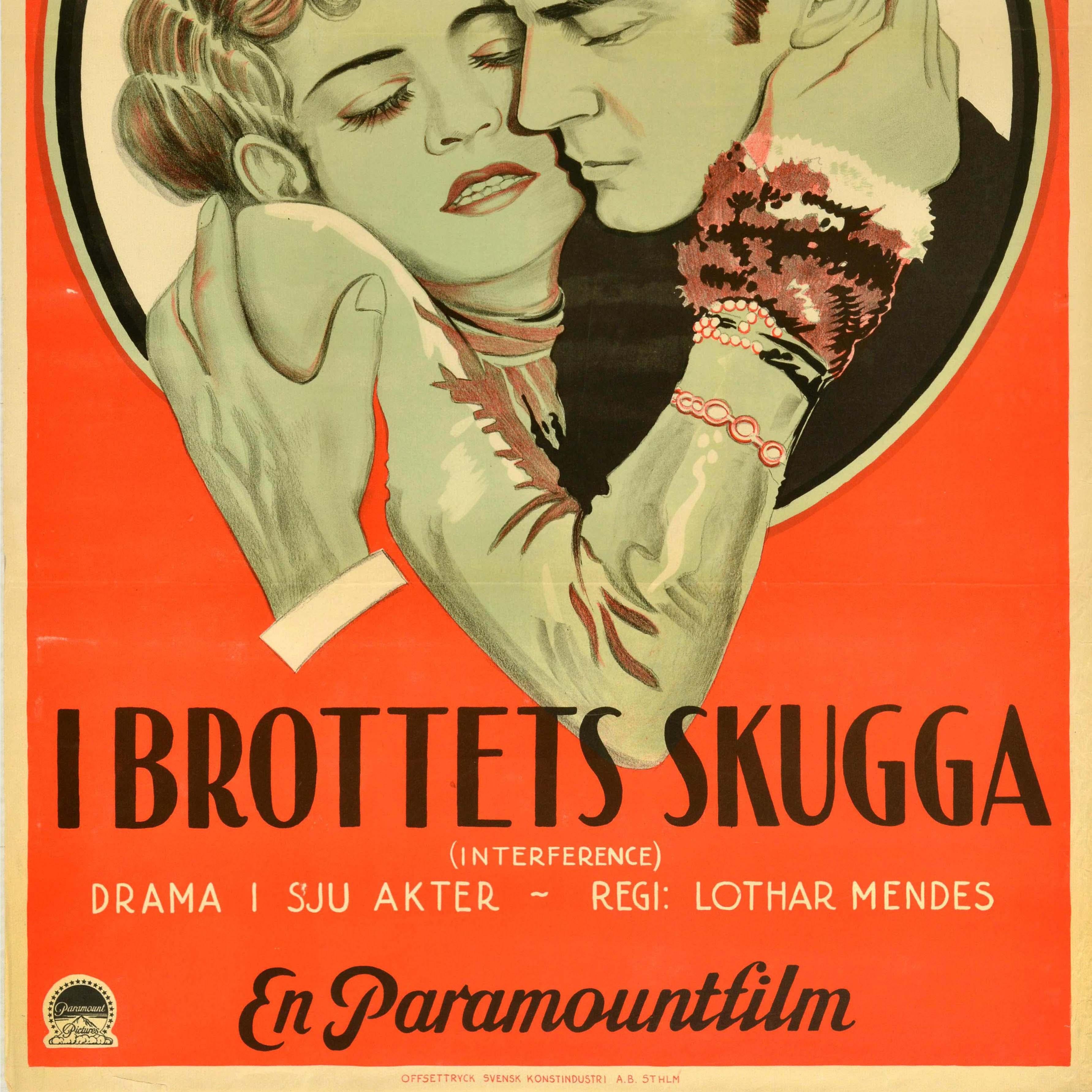 Poster cinematografico originale d'epoca svedese Interference I Brottets Skugga In condizioni discrete in vendita a London, GB