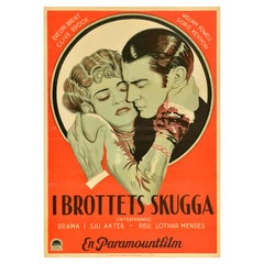 Original Vintage Swedish Release Movie Poster Interference I Brottets Skugga