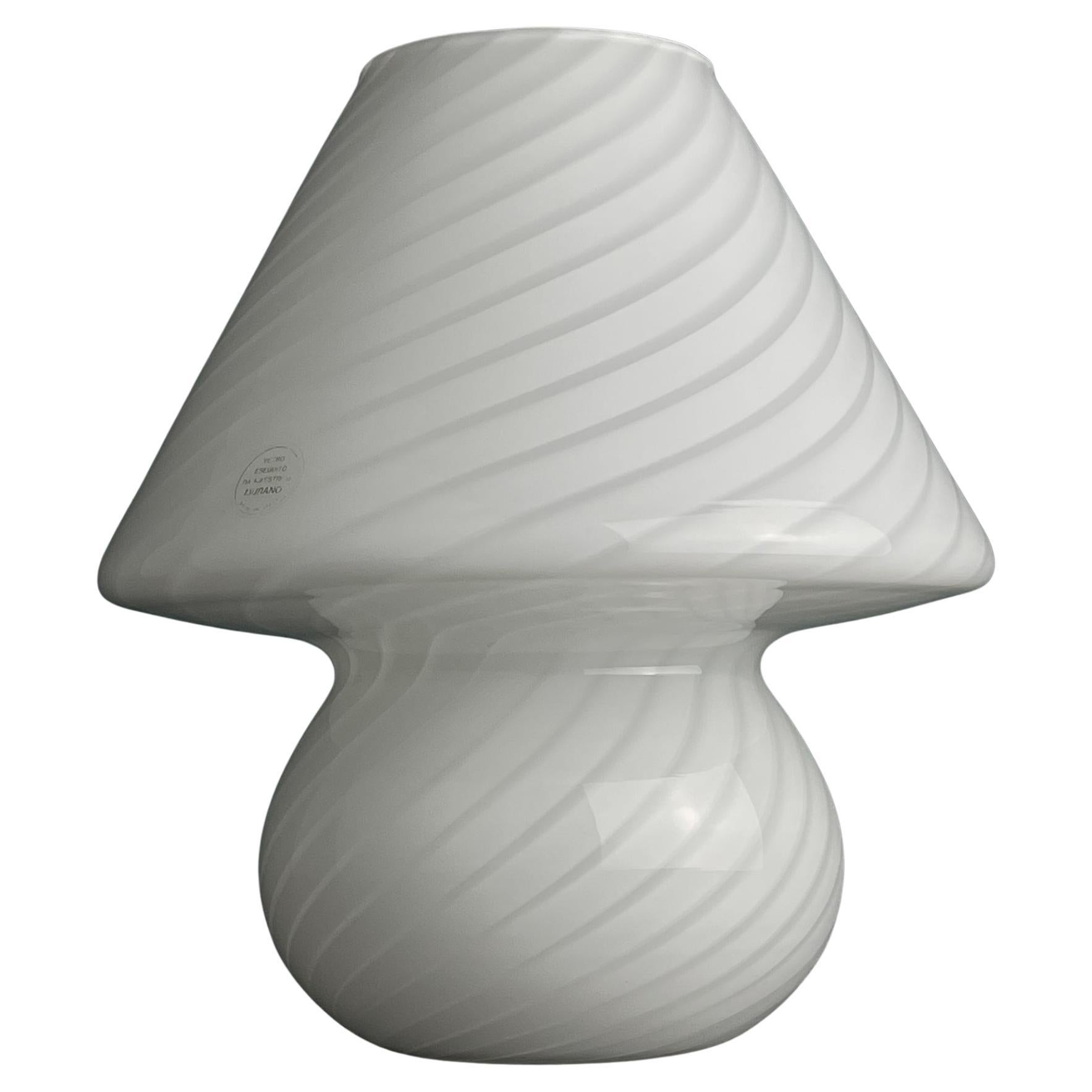 Original vintage swirl murano glass table lamp Mushroom, Italy 1970s