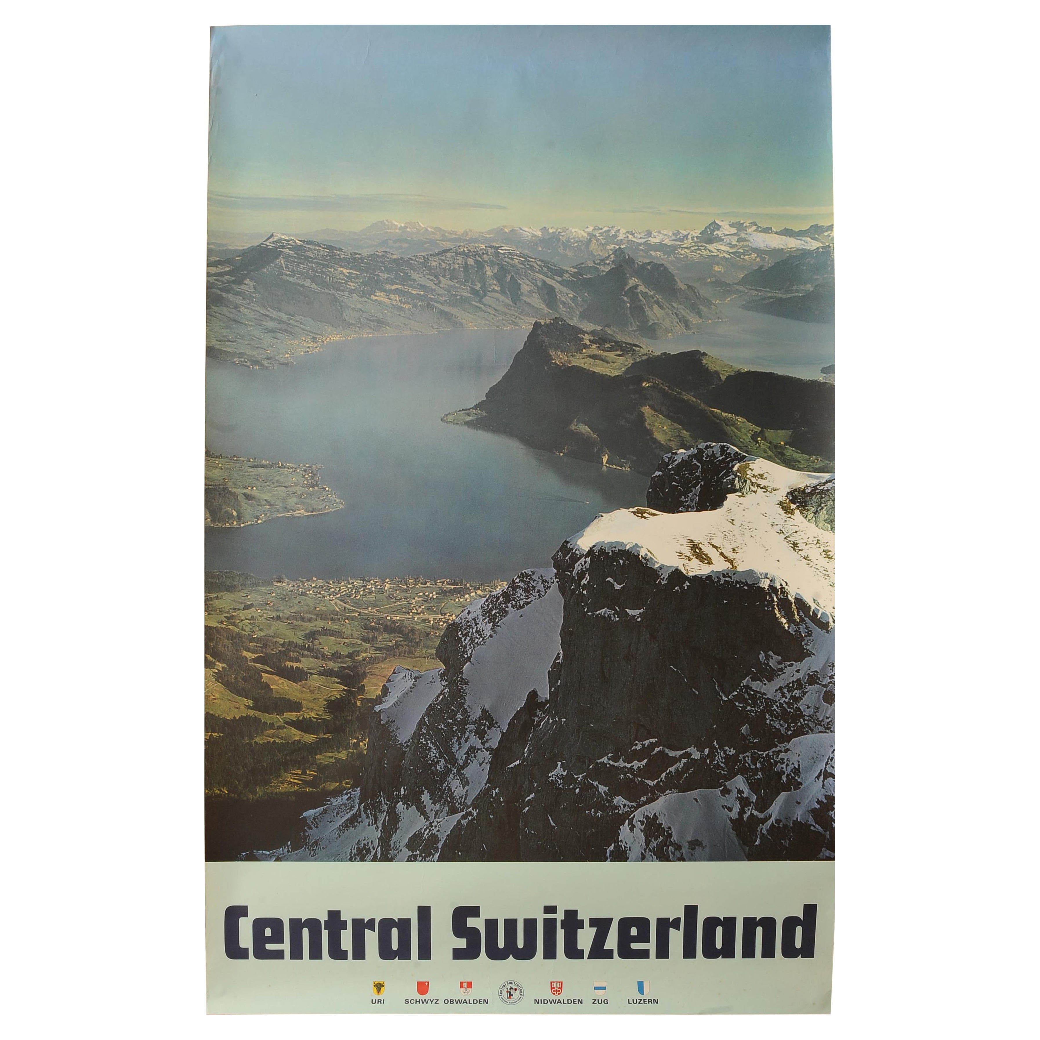 Cartel de viaje suizo original de época de la Suiza Central en venta