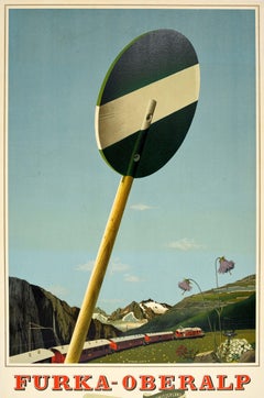 Original Vintage Swiss Travel Poster Furka Oberalp Switzerland Herbert Leupin