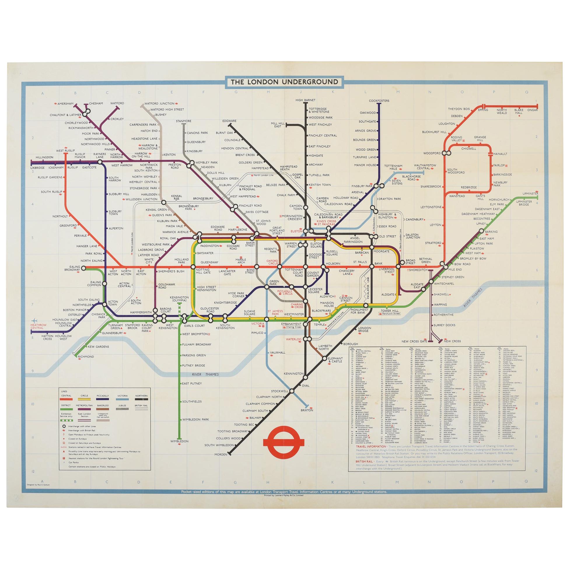 Original Vintage The London Underground Poster London Transport Tube Map Railway