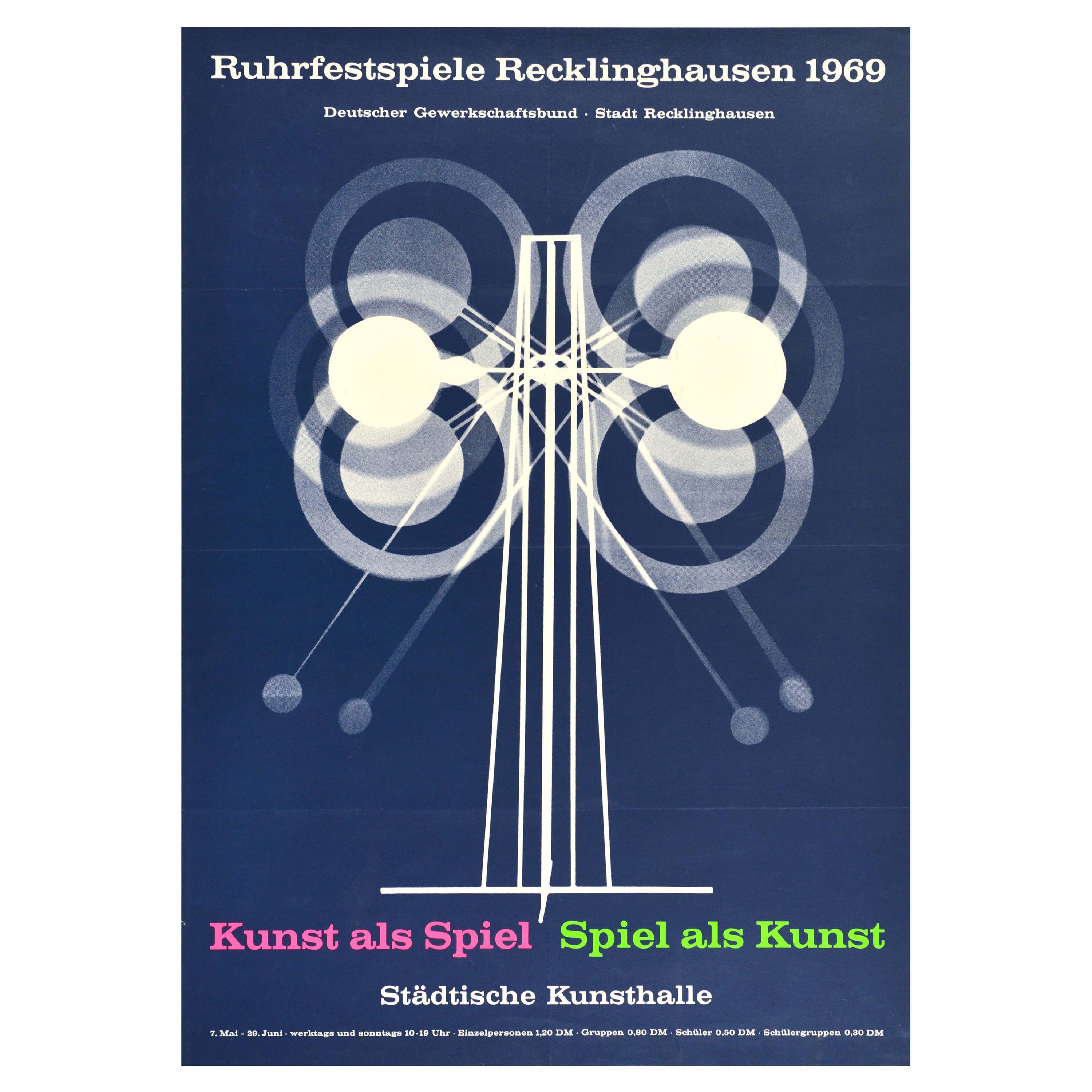 Affiche rétro originale du Festival du Théâtre de Ruhr, Exposition d'art, Modernisme